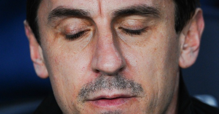 <> at Nou Camp on February 3, 2016 in Barcelona, Spain. Gary Neville: Saw Valencia hammered 7-0
