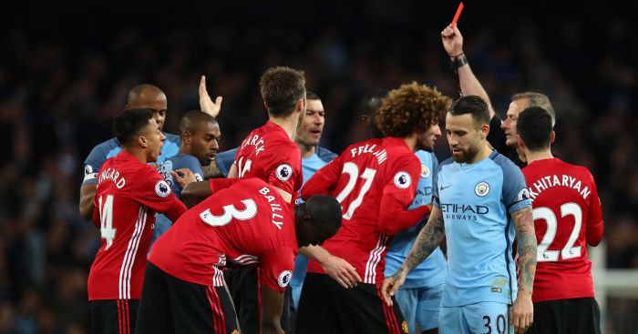 Marouane Fellaini: Sees red in the Manchester derby