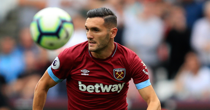 LONDON, ENGLAND - AUGUST 18: Lucas Perez of of West Ham United during the Premier League match between West Ham United and AFC Bournemouth at London Stadium on August 18, 2018 in London, United Kingdom. (Photo by Marc Atkins/Getty Images)