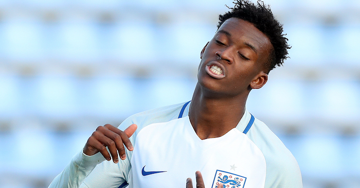 VOLUNTARI, ROMANIA - OCTOBER 30: Callum Hudson-Odoi of England reacts during the UEFA Under-17 EURO Qualifier between U17 Austria and U17 England on October 30, 2016 at Anghel Iordanescu stadium in Voluntari, Romania. (Photo by Ronny Hartmann/Getty Images)