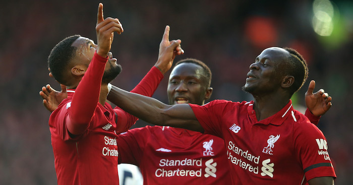 during the Premier League match between Liverpool FC and AFC Bournemouth at Anfield on February 9, 2019 in Liverpool, United Kingdom.