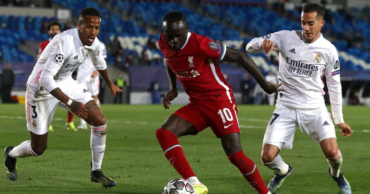 Lucas Vazquez, Sadio Mane Real Madrid v Liverpool April 2021