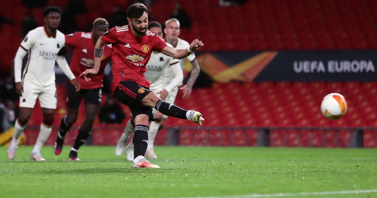 Bruno Fernandes Man Utd v Roma April 2021