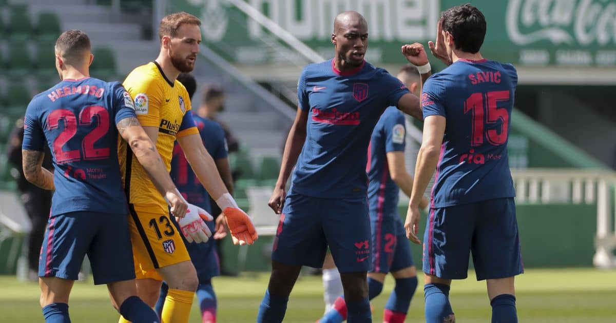Jan Oblak, Geoffrey Kondogbia, Stefan Savic Elche v Atletico Madrid May 2021 TEAMtalk Jan Oblak, Geoffrey Kondogbia, Stefan Savic Elche v Atletico Madrid May 2021