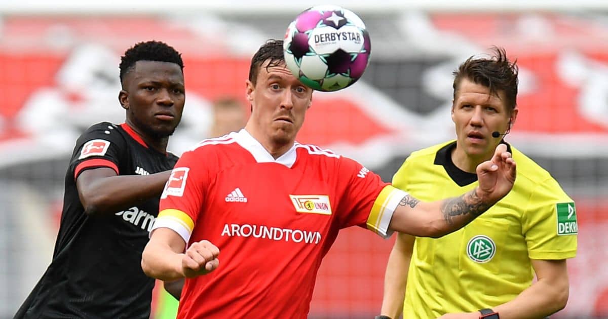 Edmond Tapsoba, Max Kruse Bayer Leverkusen v Union Berlin May 2021 TEAMtalk Edmond Tapsoba, Max Kruse Bayer Leverkusen v Union Berlin May 2021