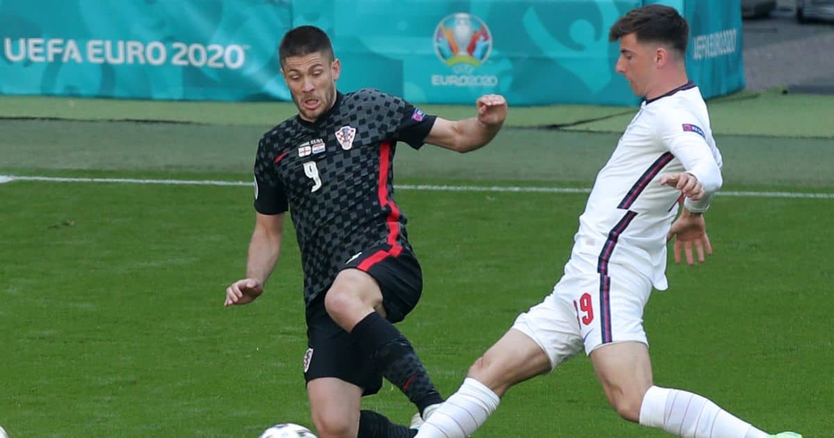 Mason Mount, Andrej Kramaric tussle England v Croatia Euro 2020