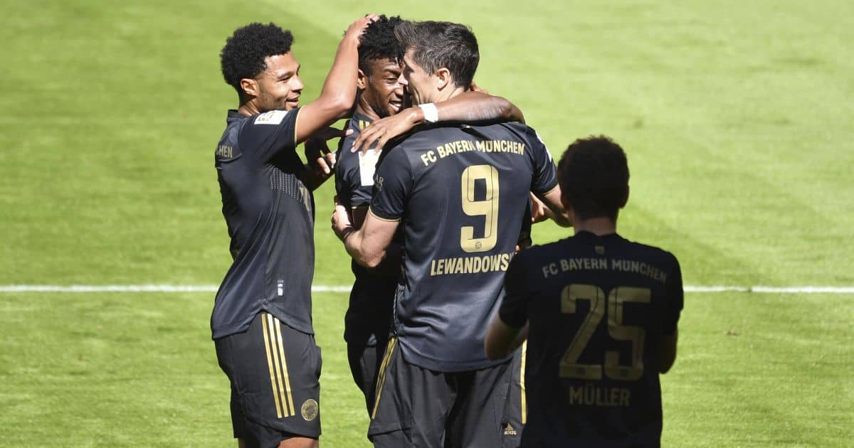 Robert Lewandowski, Serge Gnabry, Kingsley Coman Bayern Munich v Augsburg May 2021