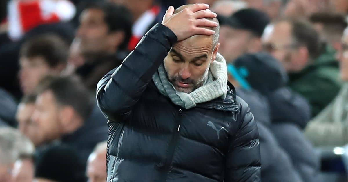 Pep Guardiola frustrated Man City v Liverpool November 2019