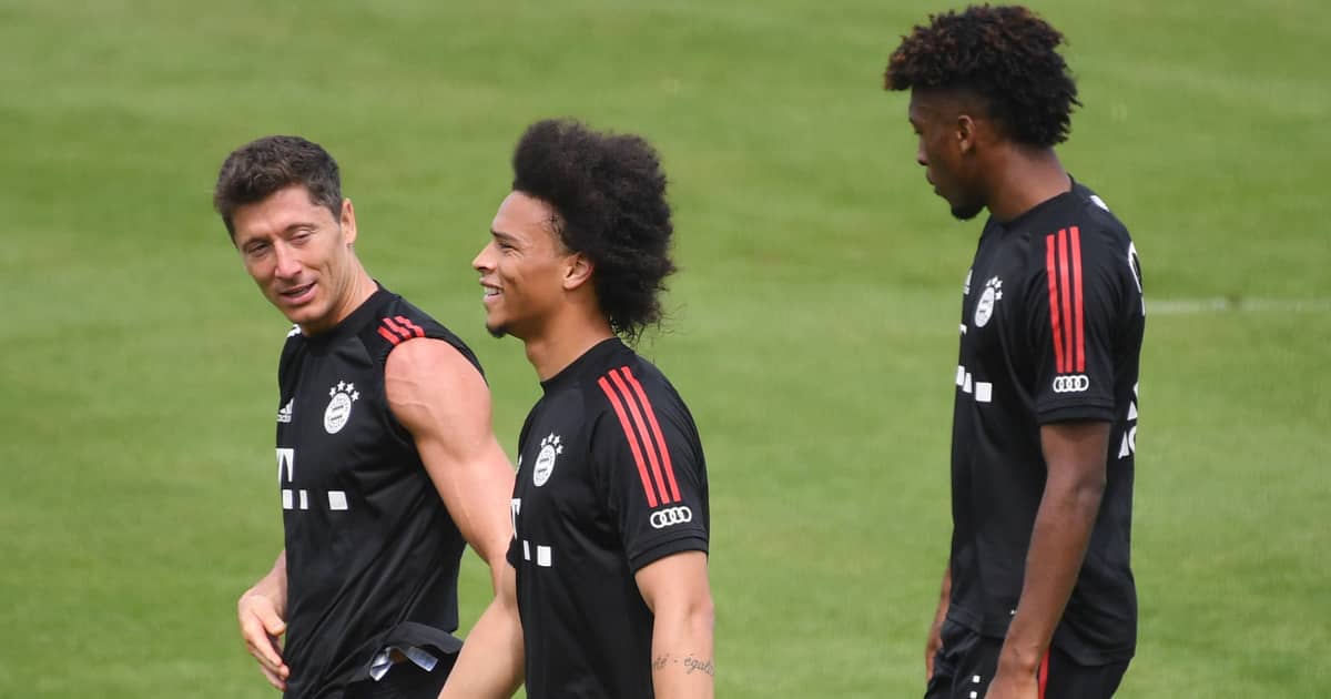 Robert Lewandowski, Leroy Sane and Kingsley Coman in Bayern Munich training, TEAMtalk