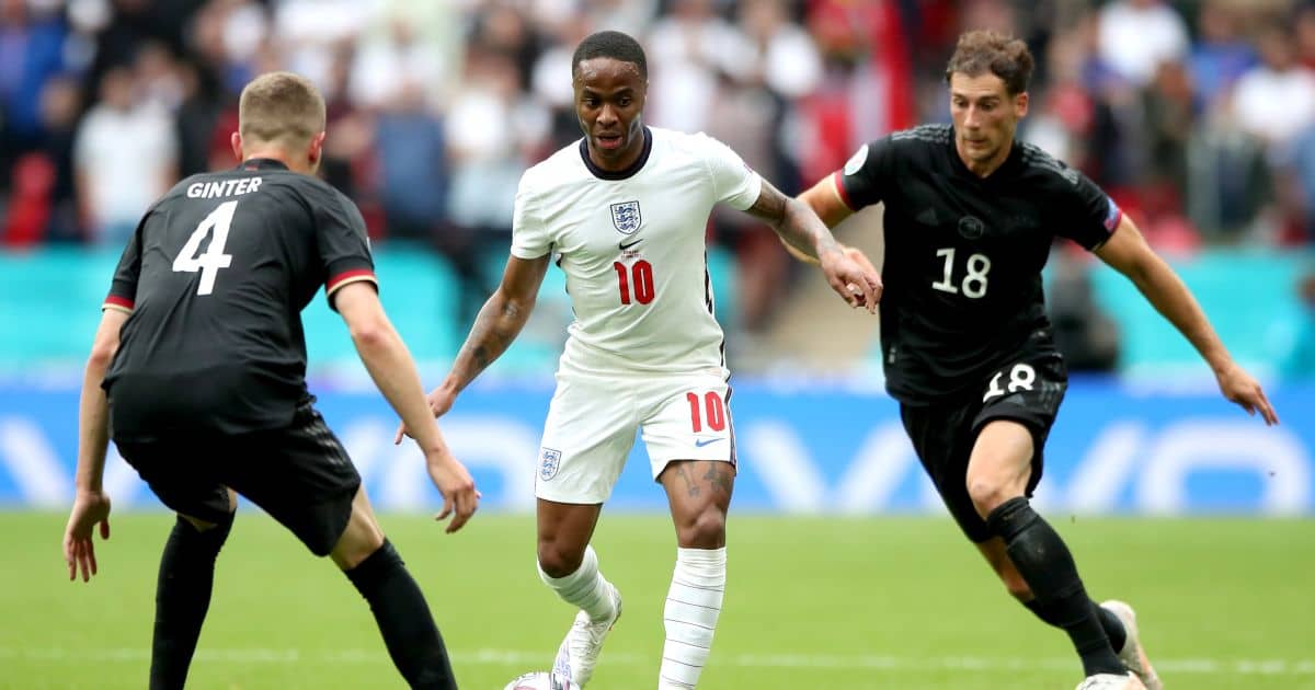 Raheem Sterling, Matthias Ginter, Leon Goretzka England v Germany Euro 2020
