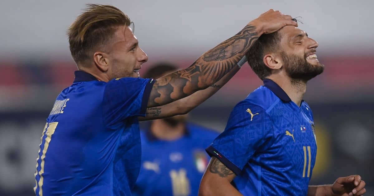 Ciro Immobile celebrating with Domenico Berardi, Italy, Euro 2020
