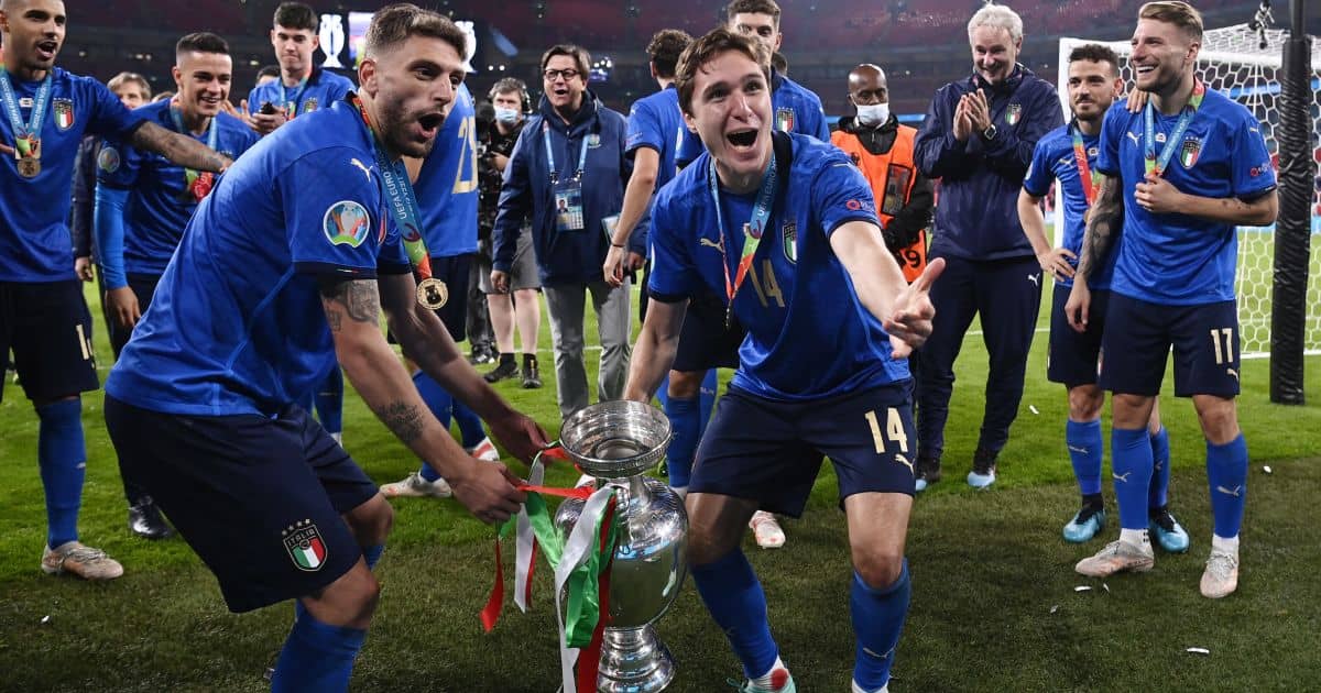 Domenico Berardi Federico Chiesa Italy Euro 2020 trophy TEAMtalk