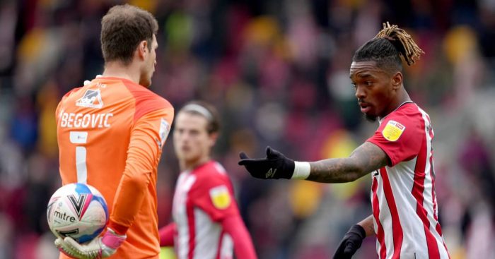 Asmir Begovic, Ivan Toney, Bournemouth v Brentford, May 2021