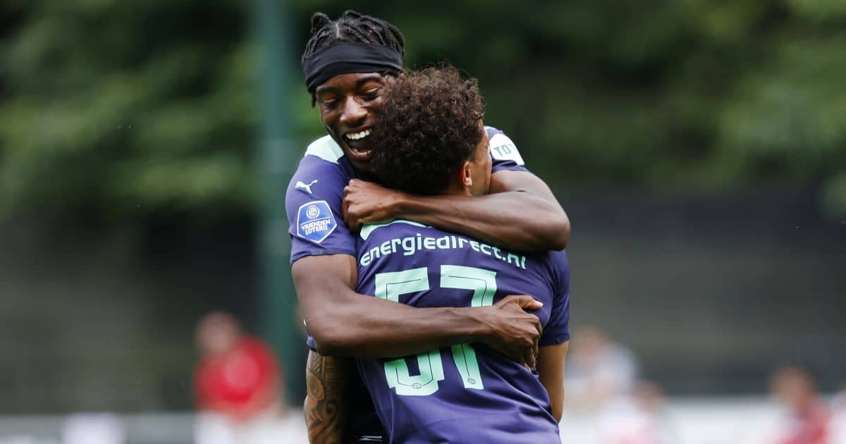 Noni Madueke, Jeremy Antonisse PSV Eindhoven v RWD Molenbeek July 2021