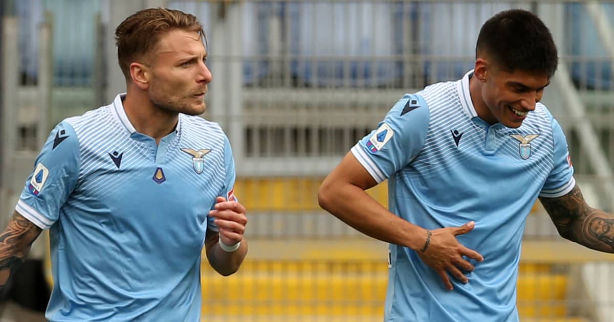 Ciro Immobile and Joaquin Correa celebrating after a Lazio goal in 2021