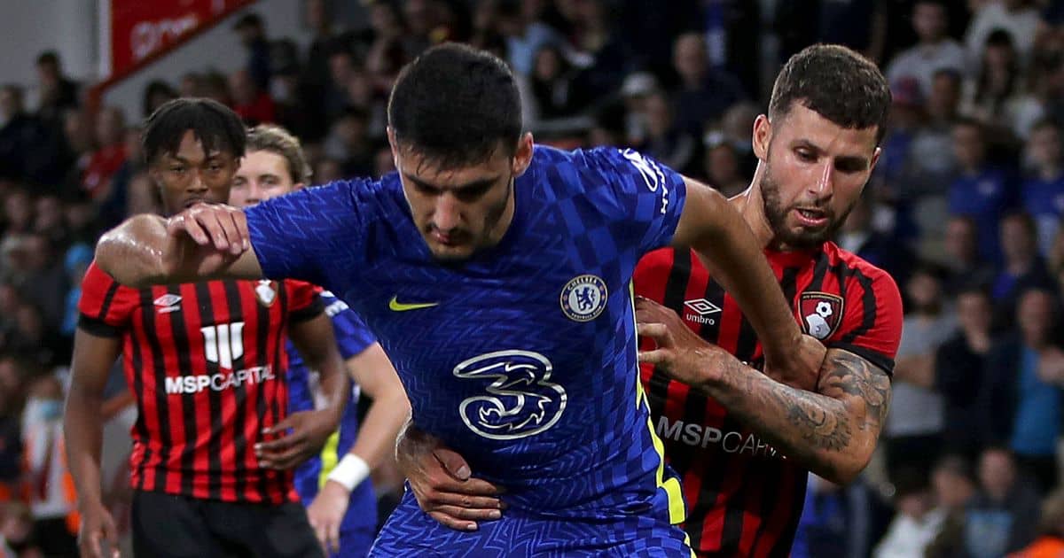 Armando Broja battles with Emiliano Marcondes in Bournemouth v Chelsea