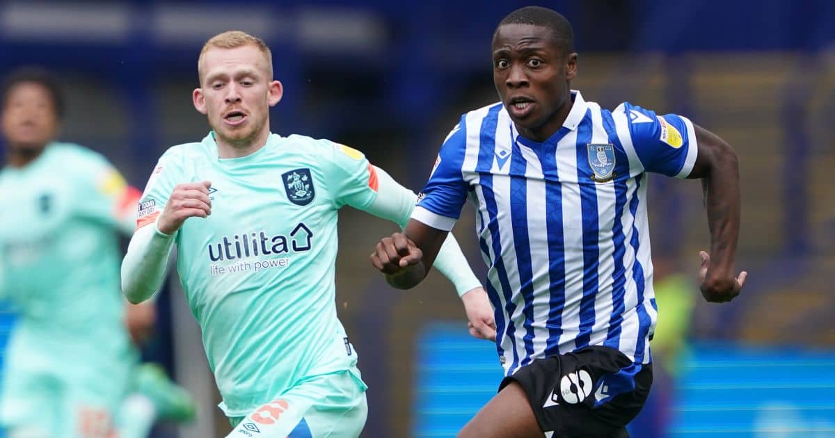 Lewis O'Brien and Dennis Adeniran Sheffield Wednesday's Dennis Adeniran and Huddersfield Town's Lewis O'Brien battle for the ball during the Carabao Cup first round match at Hillsborough