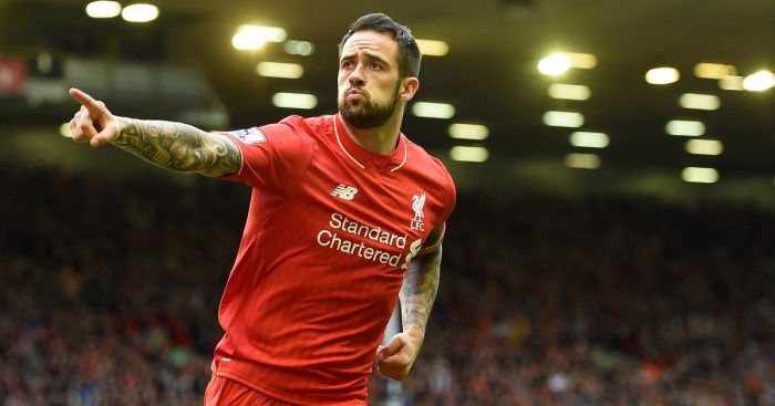 Danny Ings celebrates after scoring for Liverpool.
