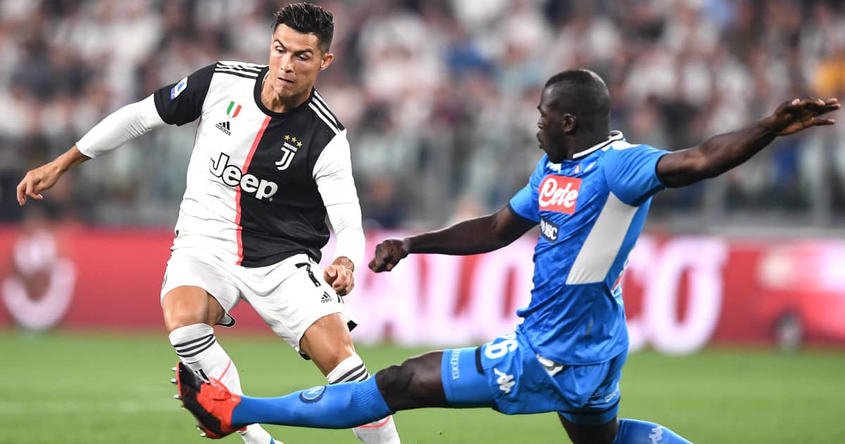 Cristiano Ronaldo being tackled by Kalidou Koulibaly Cristiano Ronaldo being tackled by Kalidou Koulibaly