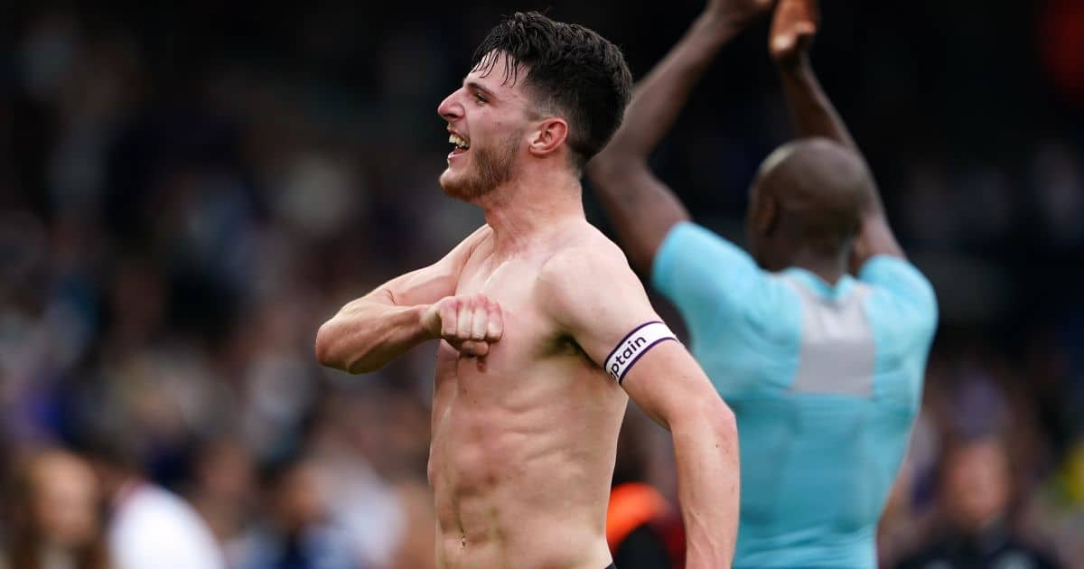 Declan Rice West Ham v Leeds celebrating September 2021