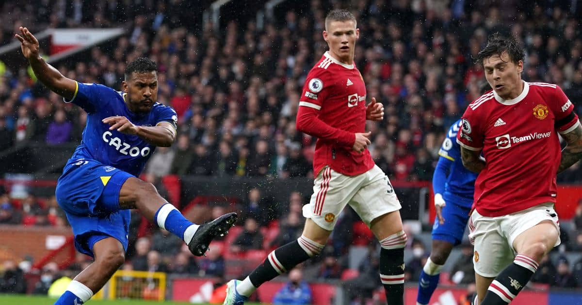 Salomon Rondon, Victor Lindelof, Man Utd v Everton, October 2021