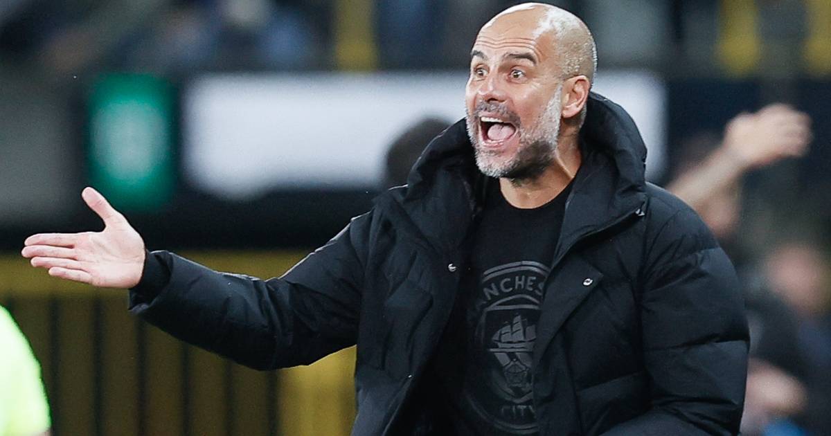 Pep Guardiola reacts during Club Brugge vs Manchester City, October 2021 Pep Guardiola reacts during Club Brugge vs Manchester City, October 2021