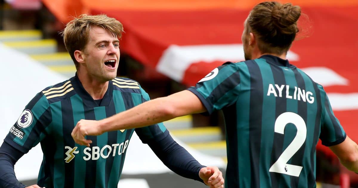 Patrick Bamford, Luke Ayling, Leeds United celeb after goal against Sheffield United