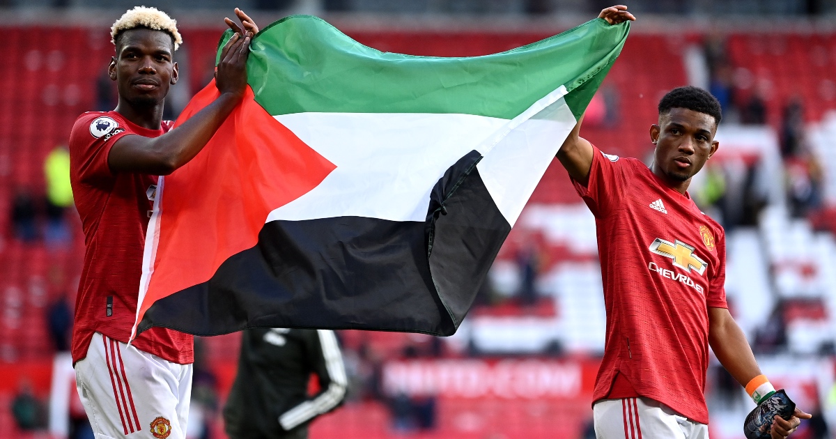 Amad Diallo holds up Palestine flag with Paul Pogba after Man Utd game vs Fulham Amad Diallo Man Utd