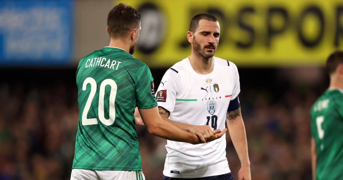 Craig Cathcart Leonardo Bonucci Northern Ireland Italy 2021 TEAMtalk1 Craig Cathcart Leonardo Bonucci Northern Ireland Italy 2021 TEAMtalk1
