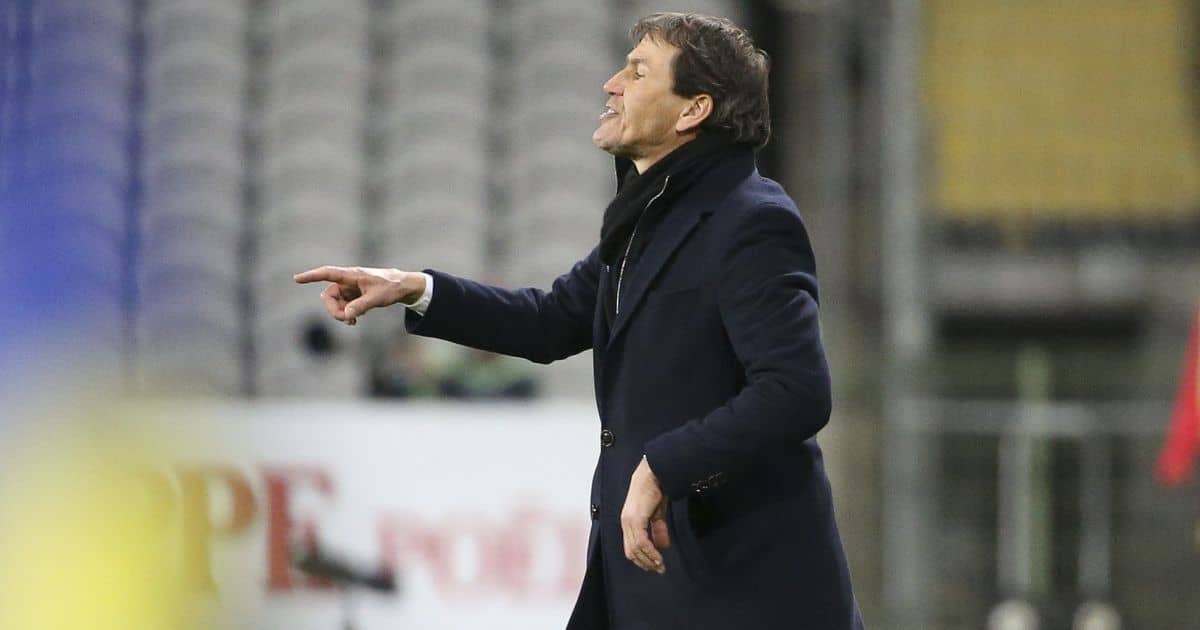 Former Lyon manager Rudi Garcia shouts instructions to his team, April 2021 Former Lyon manager Rudi Garcia, April 2021