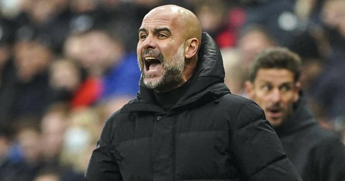 Pep Guardiola shouting from the touchline for Manchester City Pep Guardiola shouting from the touchline