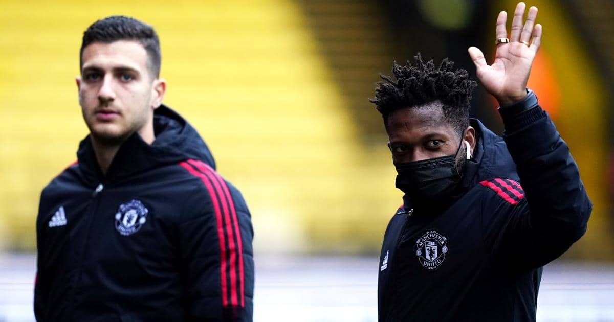 Diogo Dalot and Fred arriving for a Manchester United match Diogo Dalot and Fred at a Man Utd match