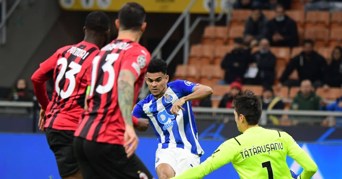 Luis Diaz, Ciprian Tatarusanu AC Milan v Porto November 2021
