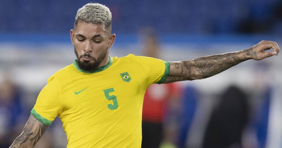 Douglas Luiz in action for Brazil Douglas Luiz in action for Brazil during Olympic Games clash v Germany at Stadium Yokohama