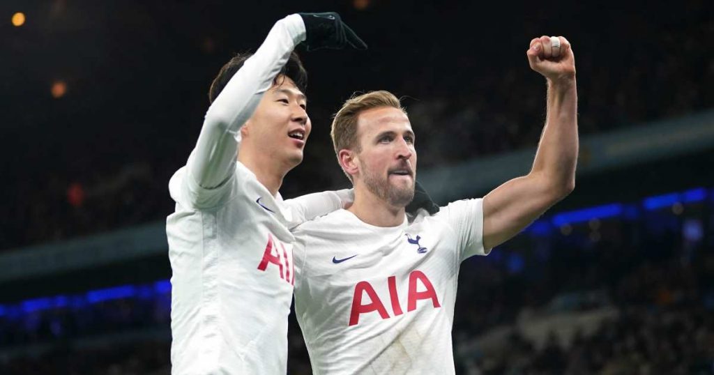 Son Heung-min celebrating with Harry Kane