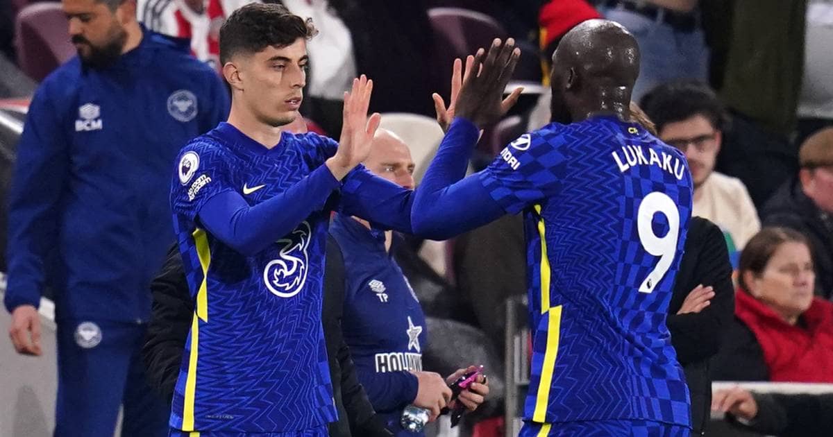 Kai Havertz coming on for Romelu Lukaku for Chelsea