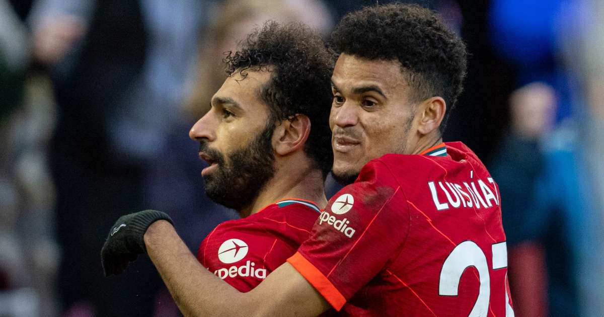 Mo Salah and Luis Diaz celebrate for Liverpool Mo Salah and Luis Diaz