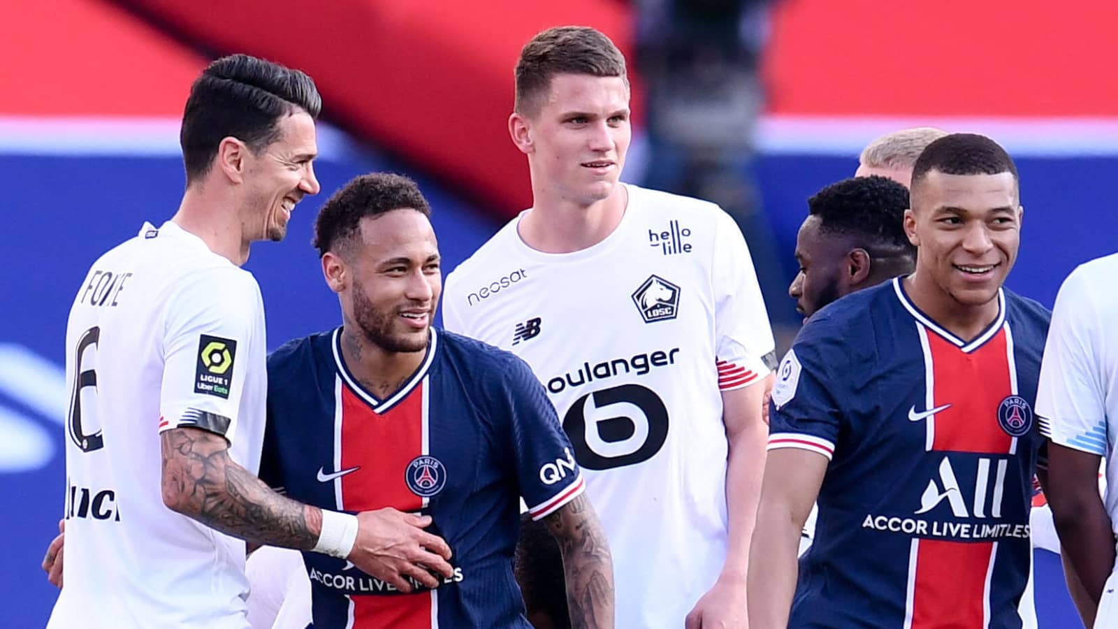 Jose Fonte, Neymar, Sven Botman and Kylian Mbappe Jose Fonte, Neymar, Sven Botman and Kylian Mbappe