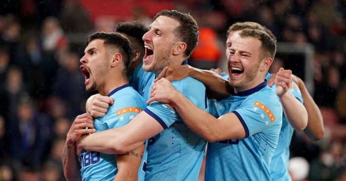 Bruno Guimaraes, Chris Wood Southampton v Newcastle March 2022