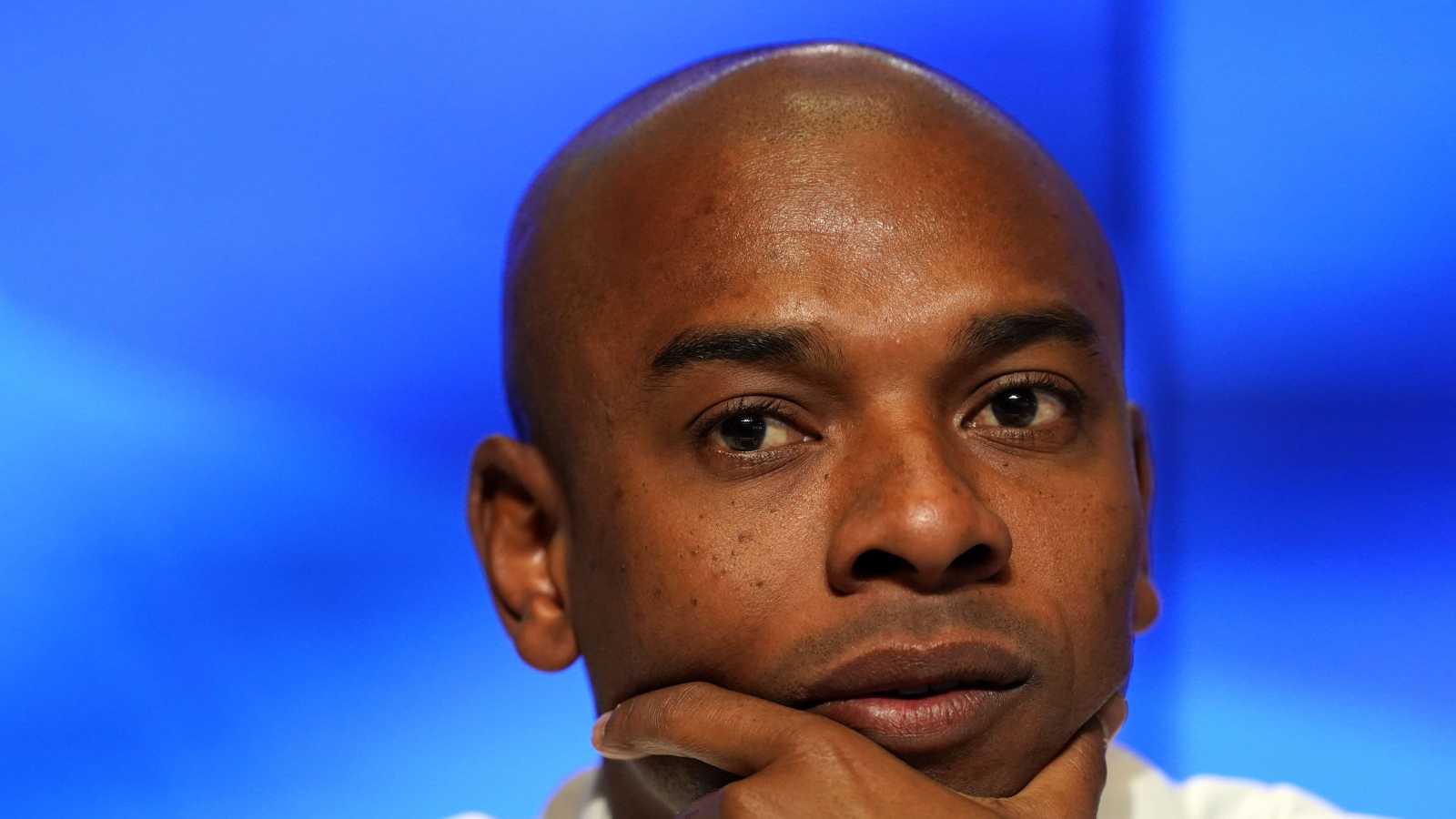 Fernandinho at a Manchester City press conference