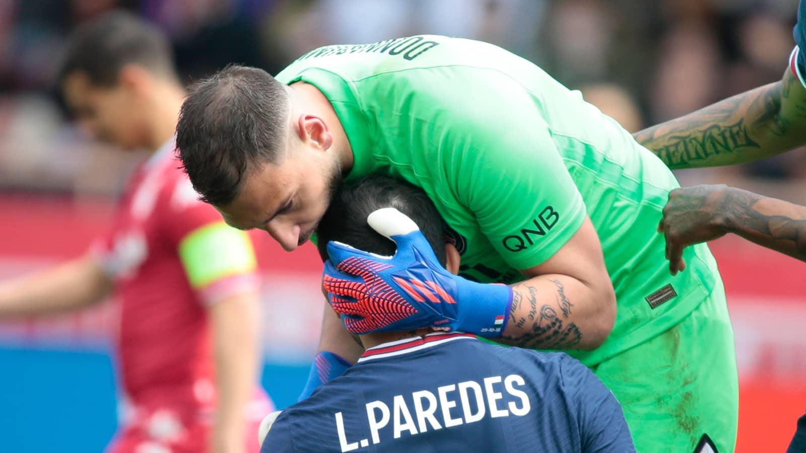 Leandro Paredes, Gianluigi Donnarumma, PSG, March 2022. Leandro Paredes, Gianluigi Donnarumma, PSG, March 2022.