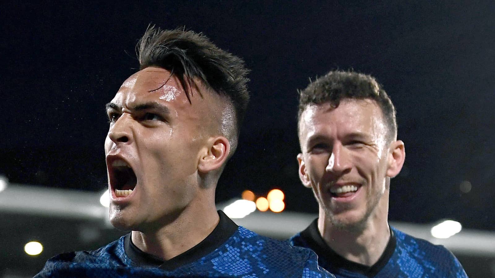 Lautaro Martinez, Ivan Perisic, Inter Milan, April 2022. Lautaro Martinez, Ivan Perisic, Inter Milan, April 2022.