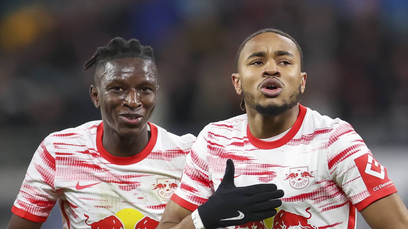 Christopher Nkunku, Amadou Haidara, RB Leipzig, February 2022.