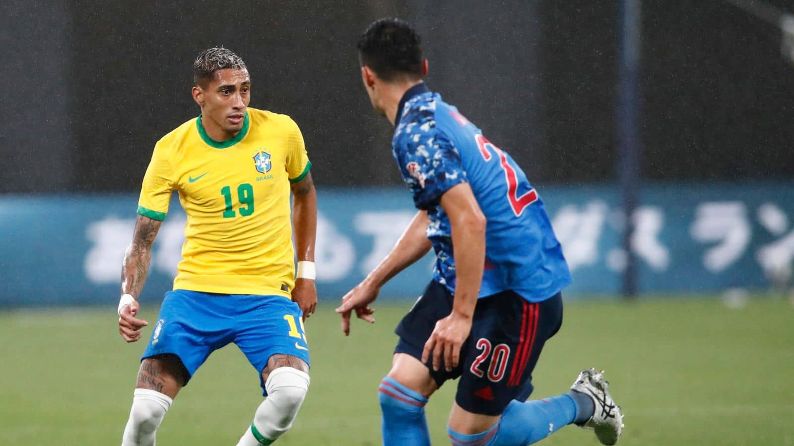 Raphinha of Leeds United in action for Brazil against Japan, June 2022 Raphinha, Japan v Brazil June 2022