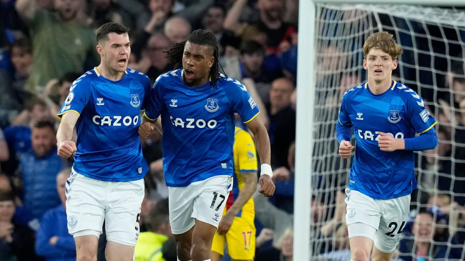 Everton trio Michael Keane, Alex Iwobi and Anthony Gordon
