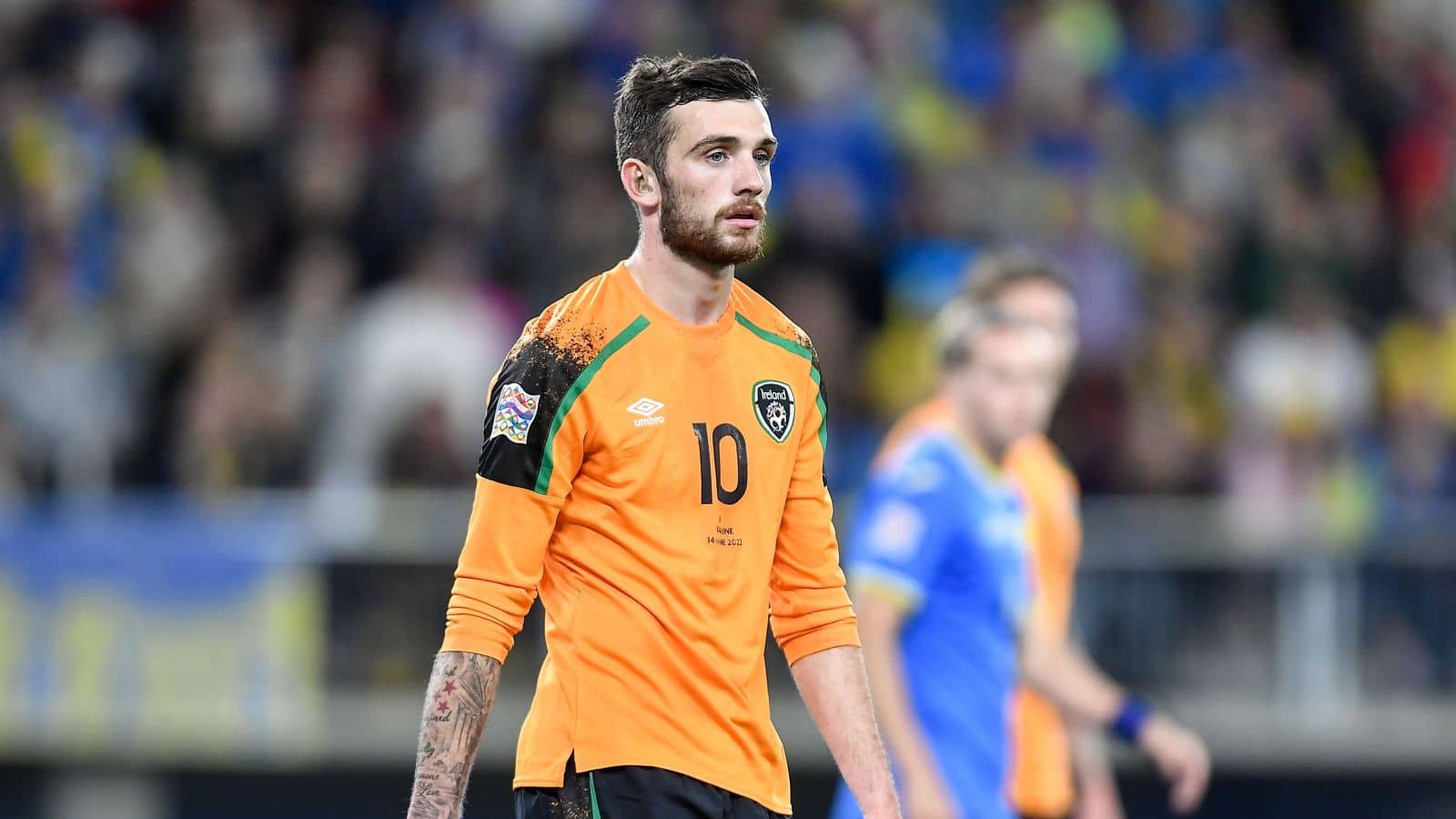 Troy Parrott looks on during Ukraine v Republic of Ireland, June 2022 Troy Parrott, Ukraine v Republic of Ireland June 2022