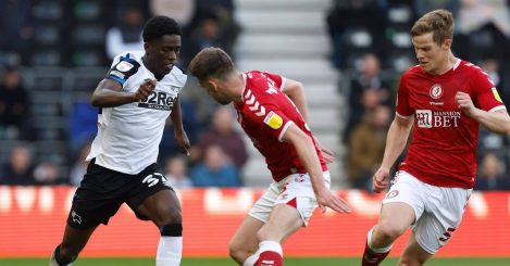 Malcolm Ebiowei, Joe Williams, Rob Atkinson Derby County v Bristol City April 2022