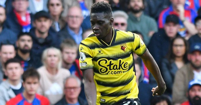 Ismaila Sarr of Watford in action during the Premier League match between Crystal Palace and Watford at Selhurst Park