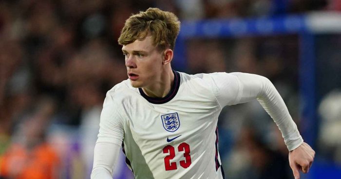 Keane Lewis-Potter playing for England under-21s