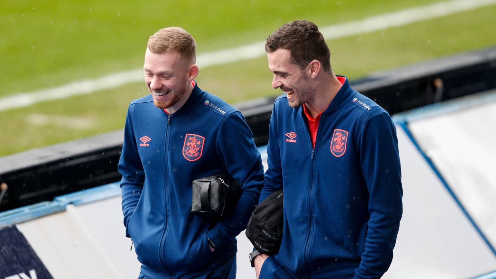 Lewis O'Brien and Harry Toffolo pictured before Huddersfield Town match in February 2022 Lewis O'Brien and Harry Toffolo